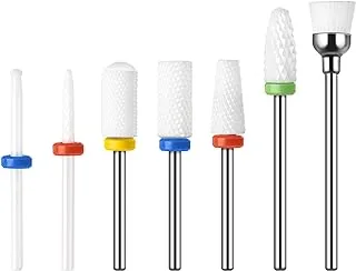 7pcs Ceramic Nail Drill Bits Set, 3/32'' (2.35mm) Drill Bit for Electric Manicure Pedicure Nail Drill Machine