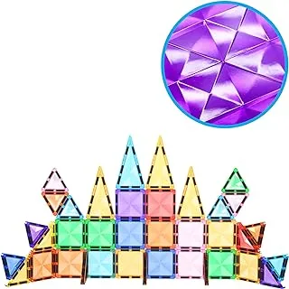 PicassoTiles 40 Piece Magnetic Building Block Mini Diamond Series Travel Size On-The-Go Magnet Construction Toy Set STEM Learning Kit Educational Playset Child Brain Development Stacking Blocks