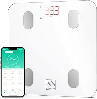 FITINDEX Smart Scale for Body Weight, Digital Bathroom Scale for Body Fat BMI Muscle, Weighting Machine with Bluetooth Body Composition Health Monitor Analyzer Sync Apps for People
