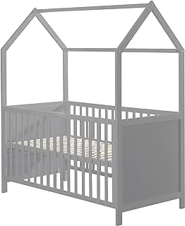 roba Wooden House Bed 70x140 cm - Certfied Baby Bed Convertible to Toddler Bed - Height-Adjustable with Removable Rungs (Grey)