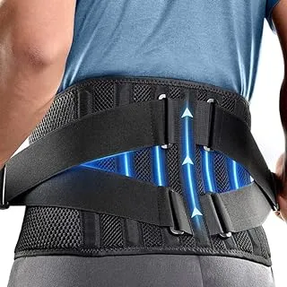 Air Mesh Adjustable Lumbar Back Belt Ergonomic Waist Support Brace for Lower Back Pain Relief Sciatica Herniated Disc Scoliosis (Large)
