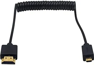 Duttek Micro HDMI to HDMI Coiled Cable, HDMI to Micro HDMI Coiled Cable, Extreme Slim/Thin Micro HDMI Male to HDMI Male Coiled Cable for 1080P, 4K, 3D, and Audio Return Channel (1.2M/4FT)