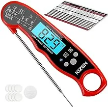 Kizen Waterproof Digital Meat Thermometer with Probe - Red/Black