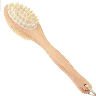ECVV 2-in-1 Sided Exfoliating Natural Bristles Scrubber with Long Handle Wooden Spa Shower Brush Bath Body Massage Brushes