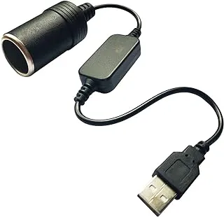 OUQYLG USB A ذكر إلى 12 فولت مقبس ولاعة سجائر السيارة أنثى كابل محول الطاقة، محول ولاعة سجائر USB متوافق مع مسجل القيادة، إلخ (1 قدم/0.3 متر)