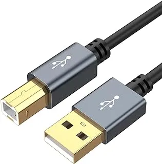 كابل طابعة USB، CableCreation USB 2.0 A Male to B Male Scanner Cord، متوافق مع HP وCannon وBrother وEpson وXerox وSamsung والمزيد، 5 أقدام، علبة ألومنيوم، أسود