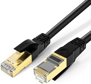 ASA Cat 8 Gigabit Ethernet Cable High Speed Internet Cable 40Gbps 2000MHz RJ45 Braided Dual Ethernet Network Cable Compatible with PS4 PS5 PC Router TV Xbox Gaming Adapter (1)