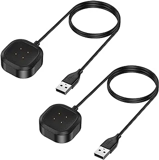 2-Pack Compatible with Fitbit Sense 2/Versa 4/Sense/Versa 3 Charger, Replacement Charging Cable USB Dock Power Cable Cord Accessories for Versa 4 / Sense 2 Smartwatch