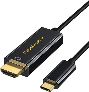 كابل CableCreation USB C إلى HDMI بطول 10 أقدام ذكر إلى ذكر، Thunderbolt 3/4 متوافق مع المكتب المنزلي، 4K@30 هرتز لجهاز MacBook Pro/Air/M1، iPad Pro - أسود