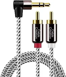 3.5mm to RCA Cable,CableCreation 3 Feet Angle 3.5mm Male to 2RCA Male Auxiliary Stereo Audio Y Splitter Gold-Plated for Smartphones, MP3, Tablets, Speakers,Home Theater,HDTV,1m