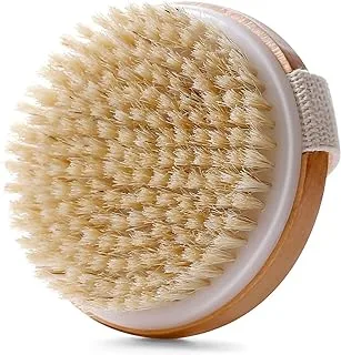 ECVV Dry Wet Body Brush, Body Scrub Brush Shower for Cleansing Exfoliating Lymphatic Drainage, Natural Wood Bristle Size 10.5x10.5CM Round