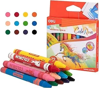 DELI Crayons, 12 Colors Non-Toxic Art Kit, Crayon Set for Toddler Children Kids, Gifts for Boys and Girls, Thin Round Rod, Assorted Colors EC20800