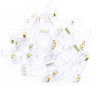 RJ45 Plug Connectors, 100 Pieces FTP/8P8C Modular Ethernet Network Plug Connectors, Clear Crystal Head for Solid/Stranded UTP Cables