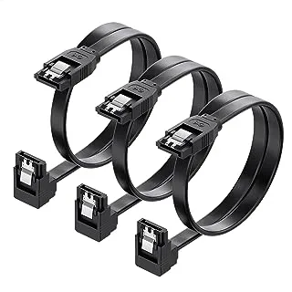 Cable Matters 3-Pack 90 Degree Right Angle SATA Cable 18 Inches (6.0 Gbps SATA III Cable, SATA Cable for SSD, SATA SSD Cable, SATA 3 Cables) Black