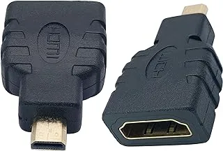 محول AAOTOKK Micro HDMI إلى HDMI، مطلي بالذهب Micro-HDMI (Type-D) ذكر إلى HDMI (Type-A) موصل أنثى لأجهزة منفذ HDMI الصغير يدعم دقة 3D، 4K، 1080P، (2-Pack-Micro)