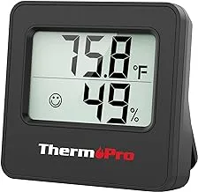 ThermoPro TP157 مقياس حرارة داخلي للمنزل، مقياس حرارة الغرفة ومقياس الرطوبة مع مستشعر دقيق لدرجة الحرارة والرطوبة للدفيئة وغرفة الأطفال والمكتب - عبوة واحدة