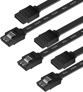 BENFEI SATA Cable III, 3 Pack SATA Cable III 6Gbps Straight HDD SDD Data Cable with Locking Latch 18 Inch Compatible for SATA HDD, SSD, CD Driver, CD Writer - Black