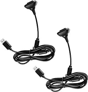 Xahpower 6Ft Charging Cable for Xbox 360, USB Charging Cable for Microsoft Xbox360 / Xbox 360 Slim Wireless Game Controllers - Pack of 2