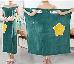 Off-shoulder wearable bath towel Wearable bath towel Bathrobe with snap button and pocket Bathrobe pajamas Suitable for sauna beach swimming pool gym travel