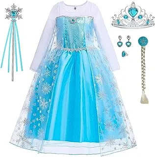 زي الأميرة للفتيات الصغيرات من iTVTi، فستان تنكري أزرق لحفلات الهالوين مع إكسسوارات باللون الأزرق