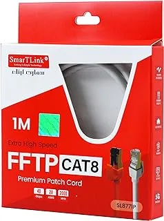 SMARTLINK FFTP CAT8 ETHERNET PREMIUM PATCH CORD HIGH SPEED 40Gbps 2000MHz 28AWG NETWORK INTERNET BRAIDED SHIELD CABLE GREY (1.m)