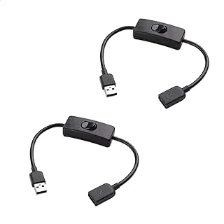 كابل ماترز 2 حزمة USB On Off Switch 1 قدم يدعم البيانات والطاقة، كابل تمديد USB قصير مع مفتاح تشغيل وإيقاف (مفتاح طاقة USB)