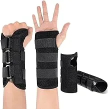 SATINIOR 2 Pieces Carpal Tunnel Wrist Brace Support Removable Metal Wrist Splint, Three Adjustable Compression Straps for Tendinitis, Sports Injuries, Pain Relief (Left and Right Hand), Black