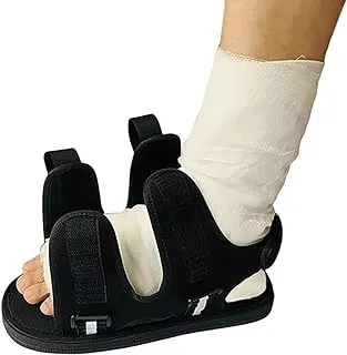 حذاء ما بعد العملية مع غطاء مقاوم للماء للساق، حذاء المشي قابل للتعديل، غطاء حذاء من الجبس، حذاء طبي لإصابات القدم، والتواء الكاحل، وكسر إصبع القدم، بعد الجراحة (M)