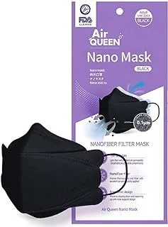 AIRQUEEN 3-Layer Nano-Filter Face Mask for Adults, Black, Lightweight and Breathable Face Mask, Reusable Face Mask