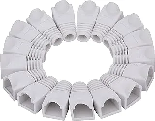 RJ45 Cat5e Cat6 Ethernet Network Cable Boot Cover Strain Relief Connector Protection 50 Pack (White)