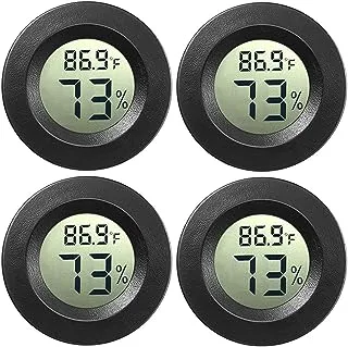 JEDEW 4-Pack Mini Hygrometer Thermometer Digital LCD Monitor Indoor/Outdoor Humidity Meter Gauge Temperature for Humidifiers Dehumidifiers Greenhouse Reptile Plant Humidor Fahrenheit(℉) or Celsius(℃)
