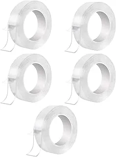 Taimi Multipurpose Washable Double Sided Adhesive Tape nano Tape, Reusable Adhesive Silicone Tape for Walls, Kitchen, Carpet Fixing 3m (Pack Of 5)