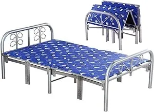 SKY-TOUCH Folding Bed 190x 90cm, Folding Single Bed Heavy Duty Steel Metal Platform Bed Frame with Tool Free Setup,Blue