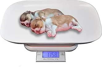 Ymlike Digital Kitchen Pet Scale with Backlight, Foldable Indicator Weight 33lb/15kg Food Scale, LCD Display Digital Scales for Kitchen, Dog, Cat, Pet, Baking, Cooking, Ingredients, Jewellery (White)