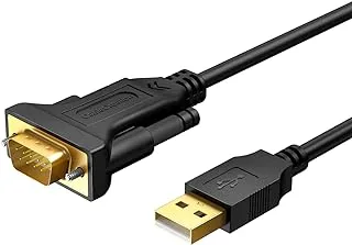 محول CableCreation بطول 10 أقدام USB إلى RS232 (شرائح PL2303)، كابل محول تسلسلي USB 2.0 إلى DB9 مطلي بالذهب يدعم تسجيل أمين الصندوق، مودم، ماسح ضوئي، كاميرات رقمية، CNC إلخ، 3M /أسود