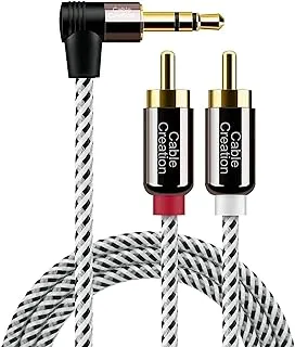 (3m) - 3.5mm to RCA Cable,CableCreation 10 Feet Angle 3.5mm Male to 2RCA Male Auxiliary Stereo Audio Y Splitter Gold-Plated for Smartphones, MP3, Tablets, Speakers,Home Theatre,HDTV,3m
