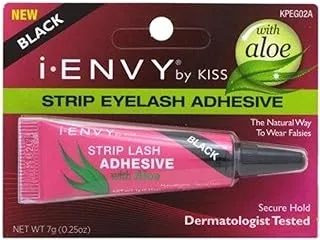 Kiss I Envy Strip Eyelash with Aloe Adhesive Black 0.25oz (2 Pack)