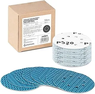 Diamond Shape 5 Inch 320 Grit Sanding Disc, Revolutionary Patent 8 Hole Hook and Loop Sanding Discs for Random Disc Sanders & Orbital Sanders (50Pack) by toolant