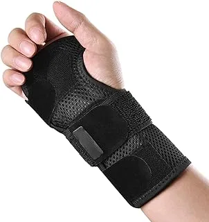 Wrist Brace for Carpal Tunnel, Adjustable Wrist Support Brace with Splints Right Hand, Hand Support Removable Metal Splint and to Help Night Sleep Relieve and Wrist Pain (Medium, Black - Left Hand)