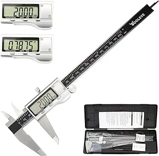 TOOLEYE Digital Calipers .8 inch/200mm Micrometer Measuring Tool, Electronic Digital Caliper With Stainless Steel Body,mm/Inch Conversion, Auto Off Featured Vernier Caliper Black.