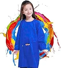 Children's Apron,1 Pcs Children's Painting Apron Waterproof Kids Play Art Smock Antifouling Apron for School Art, Painting Apron,Cooking,Crafts,Clay,Feeding, Age 10-12 Years,Blue,1 Pockets.