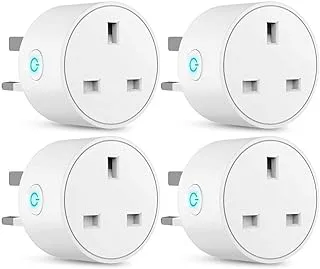 Smart WiFi Plug, 4Pack 16A Smart Outlet Plug Socket for Home appliances Automation Compatible with Alexa, Google Home. Mini Socket with remote & voice control with timer function. No Hub required. (4)