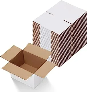 Calenzana 25 Pack Moving Packing Boxes Mailing Storage Cardboard Shipping Boxes, 8x6x4 inches, White