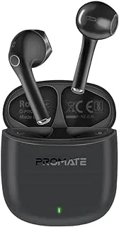 Promate Wireless Earphones,True Wireless Environmental Noise Cancelling Earbuds with IntelliTouch Control,30H Long Playtime,Portable Charging Case and Built-In Mic,Smartphones,Laptops,iPads,Lima-BLACK