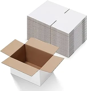 صناديق التعبئة والتغليف من الورق المقوى من Calenzana، صناديق تخزين بريدية، مجموعة من 25، 10x7x5 بوصة، أبيض