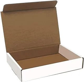 صندوق شحن من الورق المقوى الأبيض - عبوة من 25 قطعة، 9 × 6.5 × 1.75 بوصة، أبيض، صندوق مموج