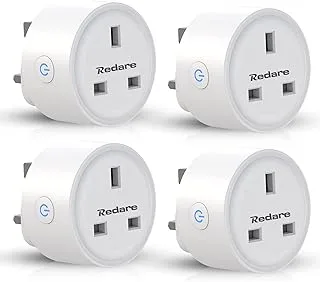 Redare Smart Plug,WiFi Plugs Alexa,16A Mini Outlet Compatible with Alexa and Google Home, Mini Socket with Remote & Voice Control with Electricity Statistics Timer Function, No Hub Required(4 pack)