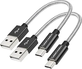 CableCreation 2-Pack USB إلى Micro USB Cable، شحن سريع قصير Micro USB ثلاثي محمي كابل شاحن سريع، متوافق مع Roku Streaming TV Stick، PS 4، حزمة الطاقة، هاتف Android، 0.5 قدم - أسود...