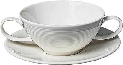 BARALEE PORCELIAN CERAMIC WISH WHITE SOUP CUP HANDLED, 092536A, 280 CC (9 1/2 OZ), PACK OF 6, Soup bowl, Pasta bowl, Deep dish bowl, Salad bowl