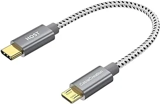 CableCreation Short Micro USB to USB C Cable 0.65 FT USB C to Micro USB OTG 480Mbps Type C to Micro USB Cable, USB C to USB Micro For MacBook Pro Air Galaxy S22 S21 Pixel 5/4/3 etc. 0.2M Space Gray